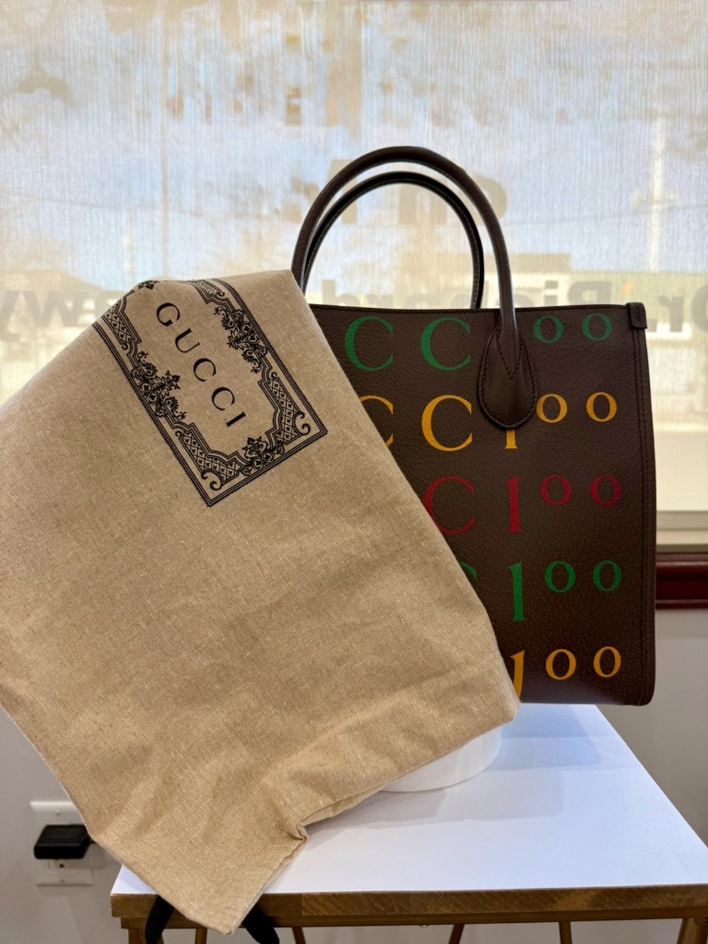 ✨ AUTHENTIC ✨ PRISTINE ✨ Gucci Small Tote Bag Brown Leather Anniversary Edition